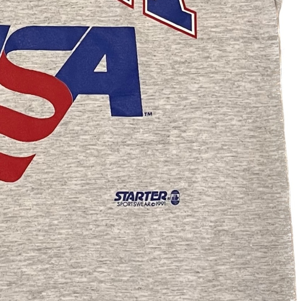 Vintage Single Stitch Team USA Starter Sportswear Printed Grey Tee 1991 Size M - Picture 6 of 6